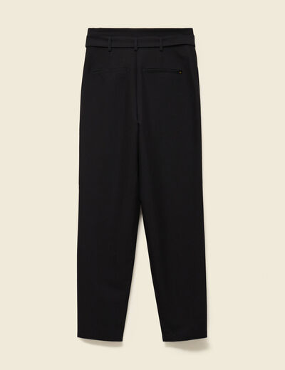 Pantalon carotte taille haute noir femme