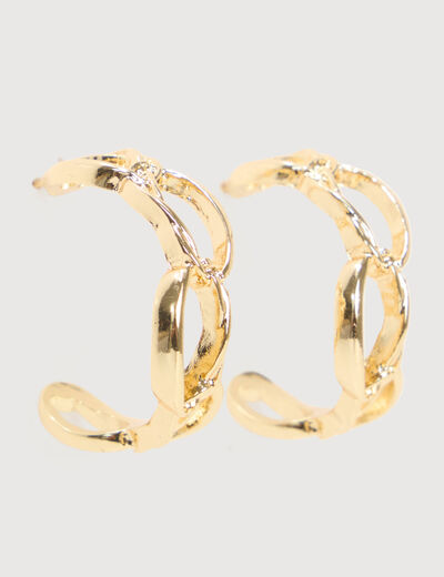 Boucles d'oreilles avec cha&icirc;ne couleur or femme