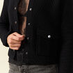 Veste droite courte col mao noir femme