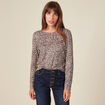 T-shirt manches longues marron clair femme