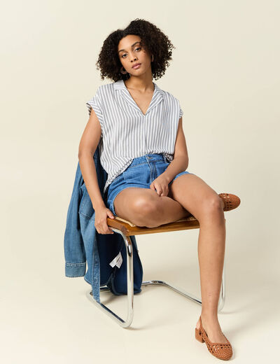 Blouse éco-responsable bleu foncé femme
