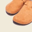 Mules plates su&eacute;dine camel femme