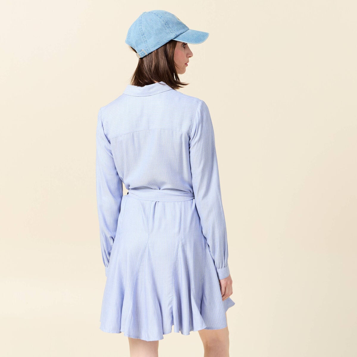 Robe patineuse courte manches longues bleu femme