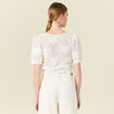 T-shirt manches courtes ajouré creme femme