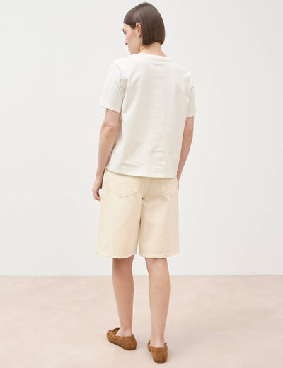 T-shirt en coton manches courtes ivoire femme