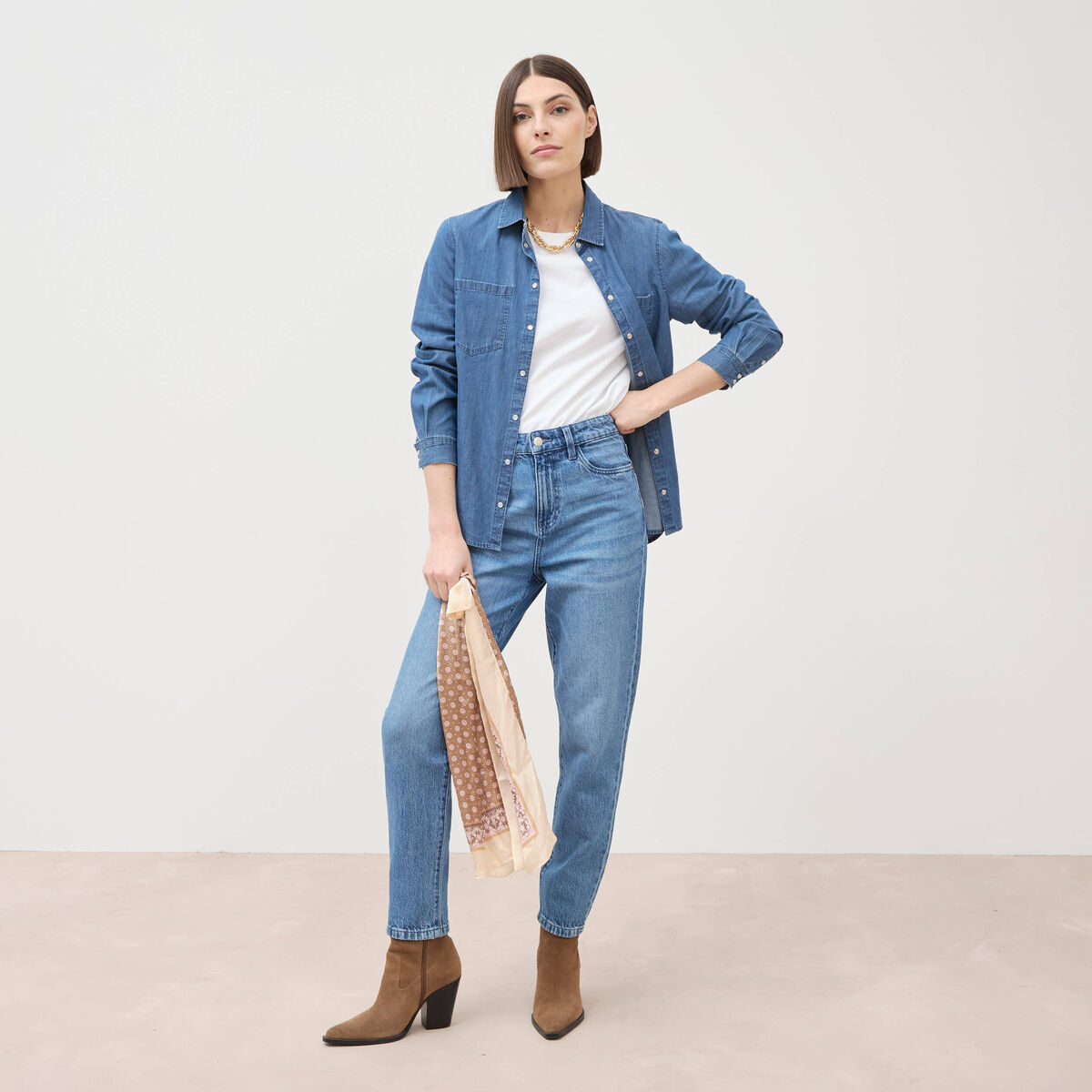 Jeans mom 7/8&egrave;me denim used femme