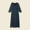 Robe longue évasée manches 3/4 bleu canard femme
