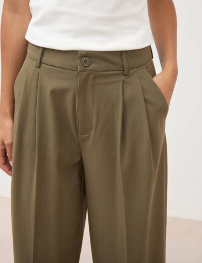 Pantalon barrel vert olive femme