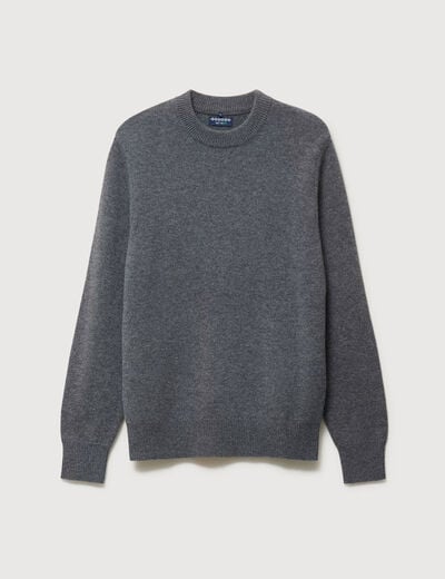 Pull droit col rond manches longues gris fonc&eacute; homme