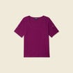 T-shirt manches courtes brodé violet femme