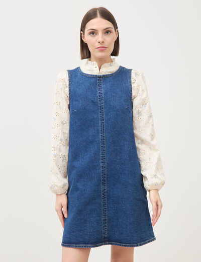 Robe sans manches col rond en jeans denim stone femme