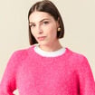 Pull manches longues col rond rose femme