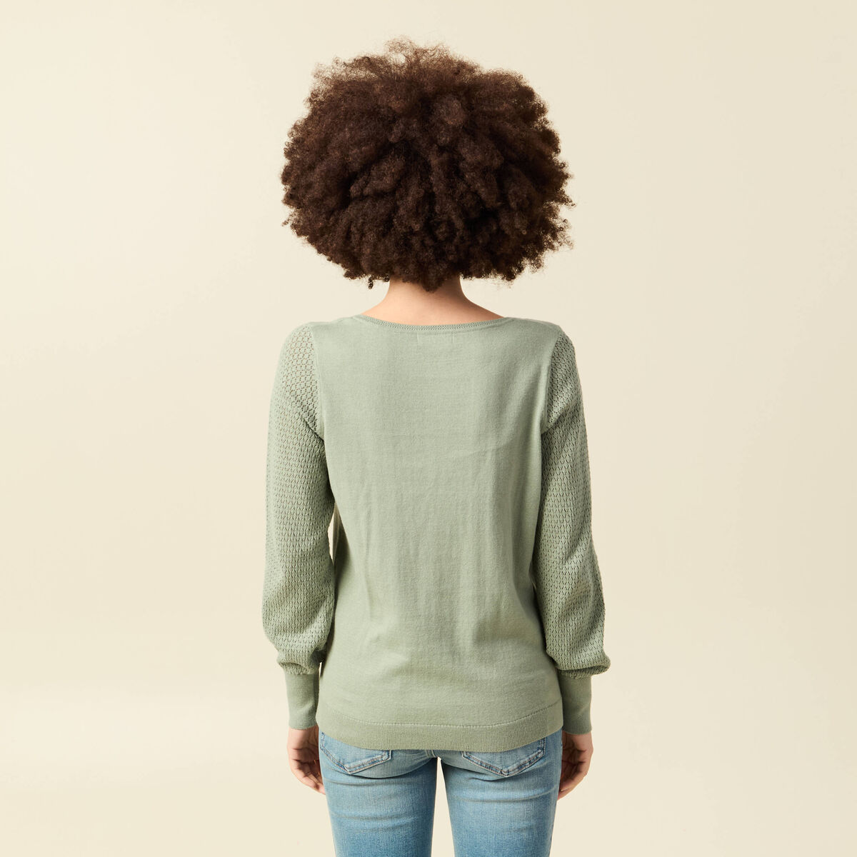 Pull manches longues vert kaki femme