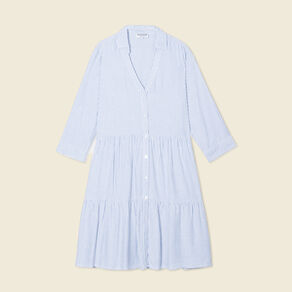 Robe patineuse boutonnée ecru femme