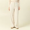 Pantalon large taille haute en velours creme femme