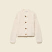 Gilet droit court manches longues creme femme