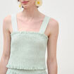 Top cintr&eacute; court &agrave; bretelles col carr&eacute; vert pastel femme