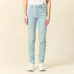 Jeans slim taille haute denim bleach femme