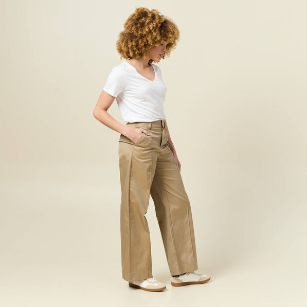 pantalon large taille haute beige femme Pantalon large taille haute beige femme