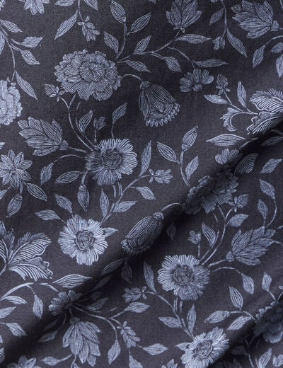 Chemise cintr&eacute;e en coton manches longues bleu marine homme