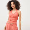 D&eacute;bardeur cropped d&eacute;collet&eacute; doubl&eacute; rouge fonc&eacute; femme