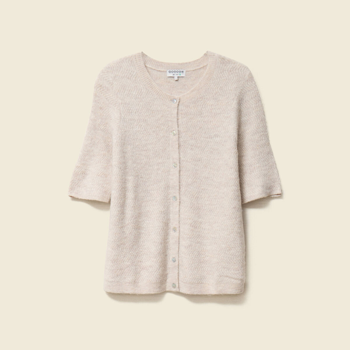 Gilet manches courtes creme femme