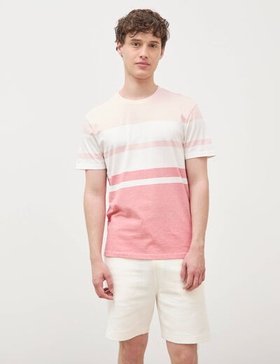 T-shirt manches courtes rose poudr&eacute;e homme