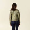 Blouson simili cuir vert kaki femme