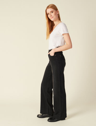 Jeans flare taille haute denim noir femme