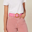 Ceinture tressée boucle ronde rose fushia femme