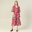 Blouse manches 3/4 rouge femme