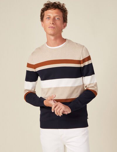 Pull manches longues marron homme