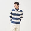 Sweat col polo manches longues bleu marine homme