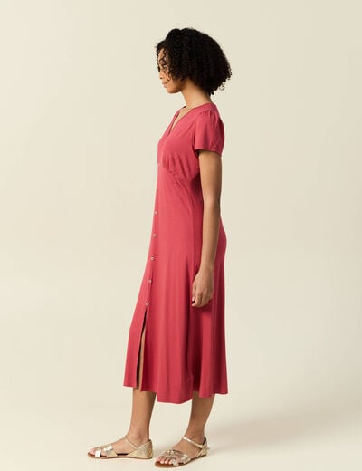 Robe longue droite rose framboise femme