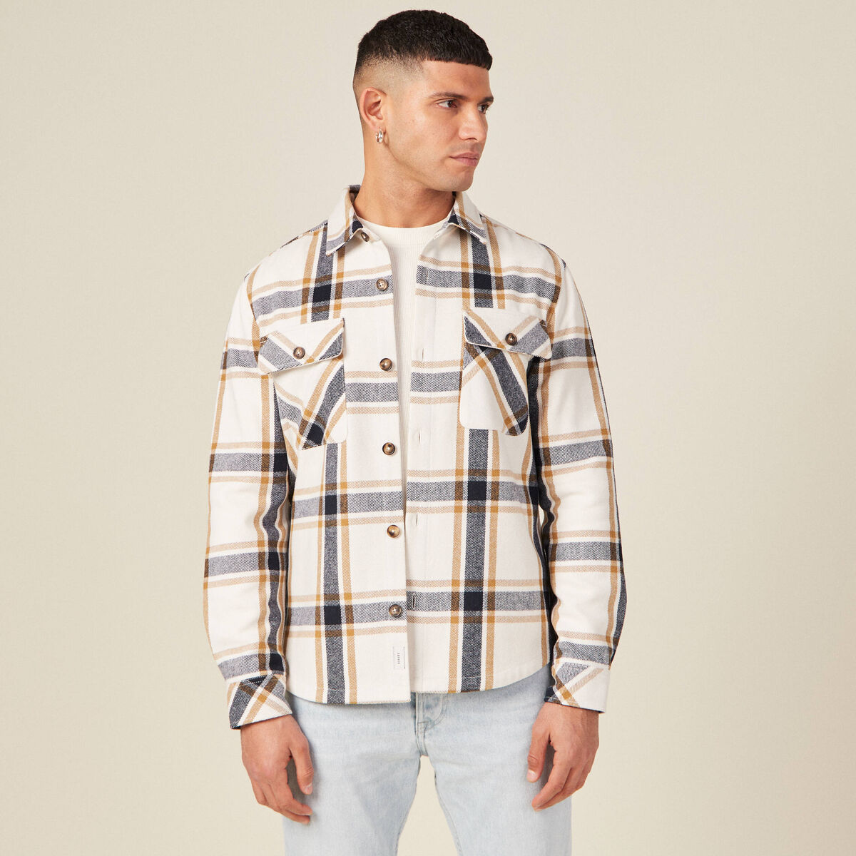 Surchemise manches longues camel homme