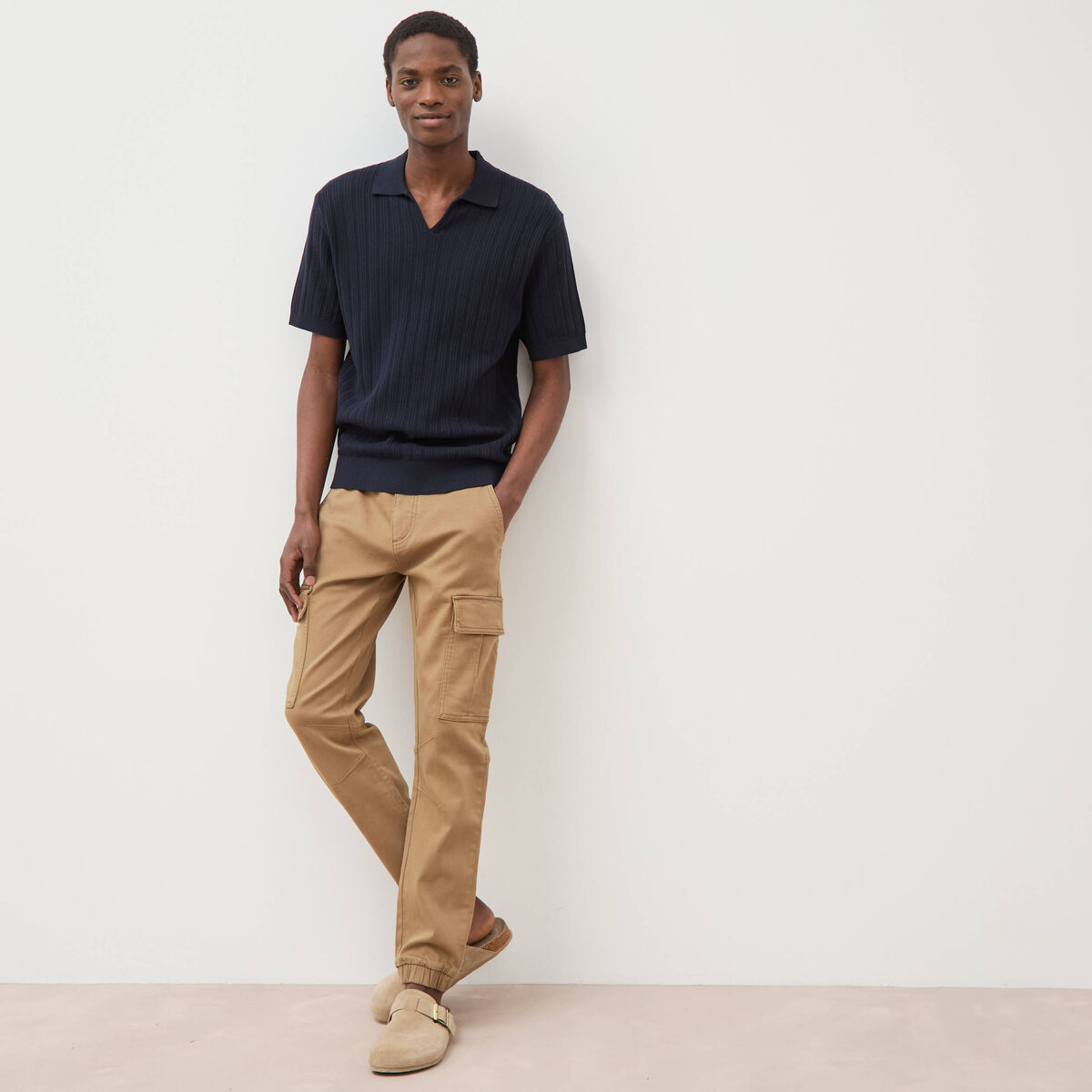 Pantalon battle bas resserr&eacute; vert kaki homme