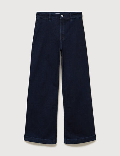 Jeans large taille haute denim brut rinse femme