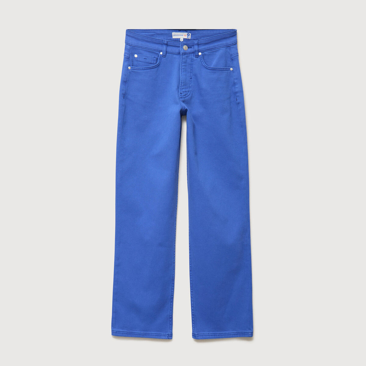 Pantalon straight taille haute bleu electrique femme