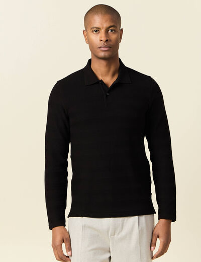 Polo manches longues noir homme