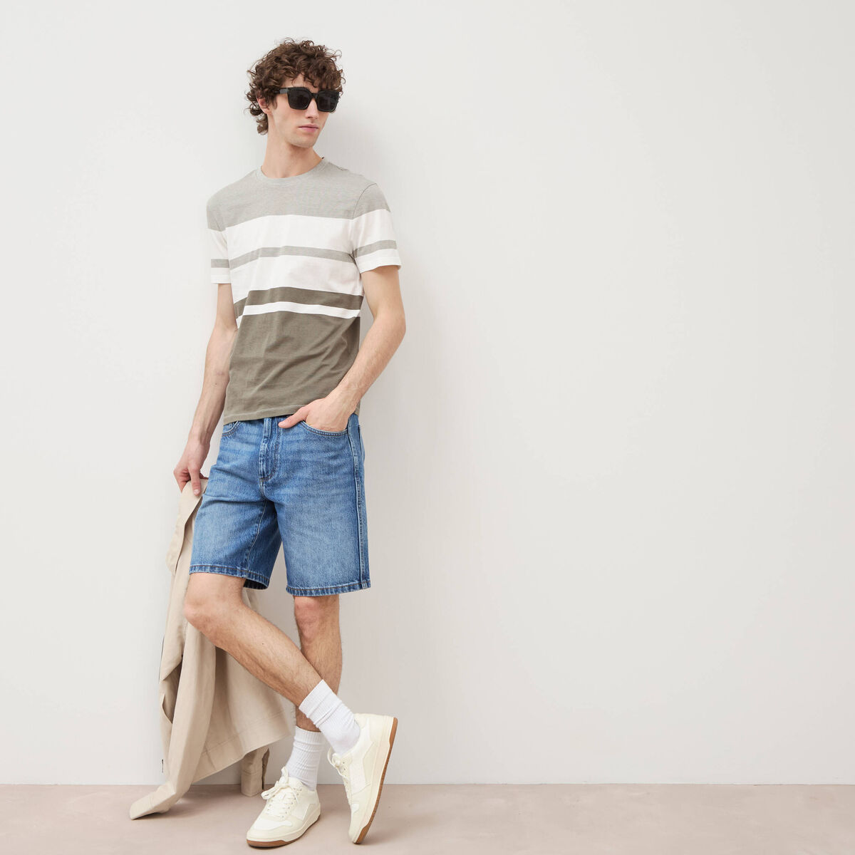 T-shirt manches courtes vert kaki homme