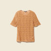 T-shirt cintr&eacute; col rond dentelle terracotta femme