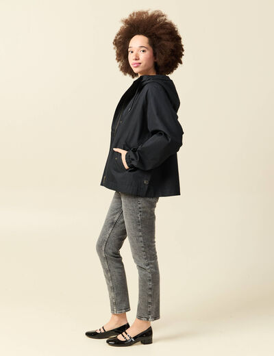 Parka oversize d&eacute;perlante &agrave; capuche noir femme