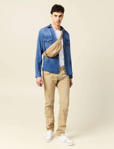 Jeans éco-responsable straight denim beige homme