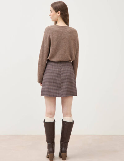 Mini-jupe droite courte marron femme