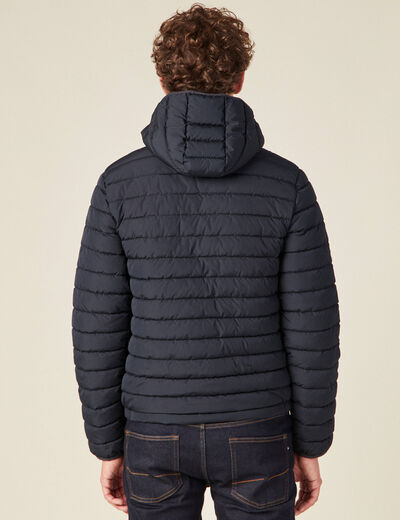 Doudoune droite à capuche bleu marine homme