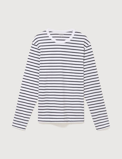 Marini&egrave;re manches longues col rond bleu marine homme