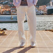 Chino droit longueur 32 en coton denim blanc homme