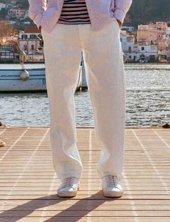 Chino droit longueur 32 en coton denim blanc homme