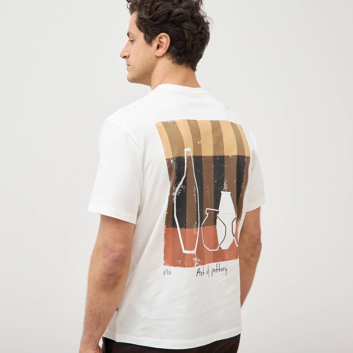 T-shirt en coton ecru homme