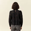 Blouse cintr&eacute;e dentelle manches longues noir femme